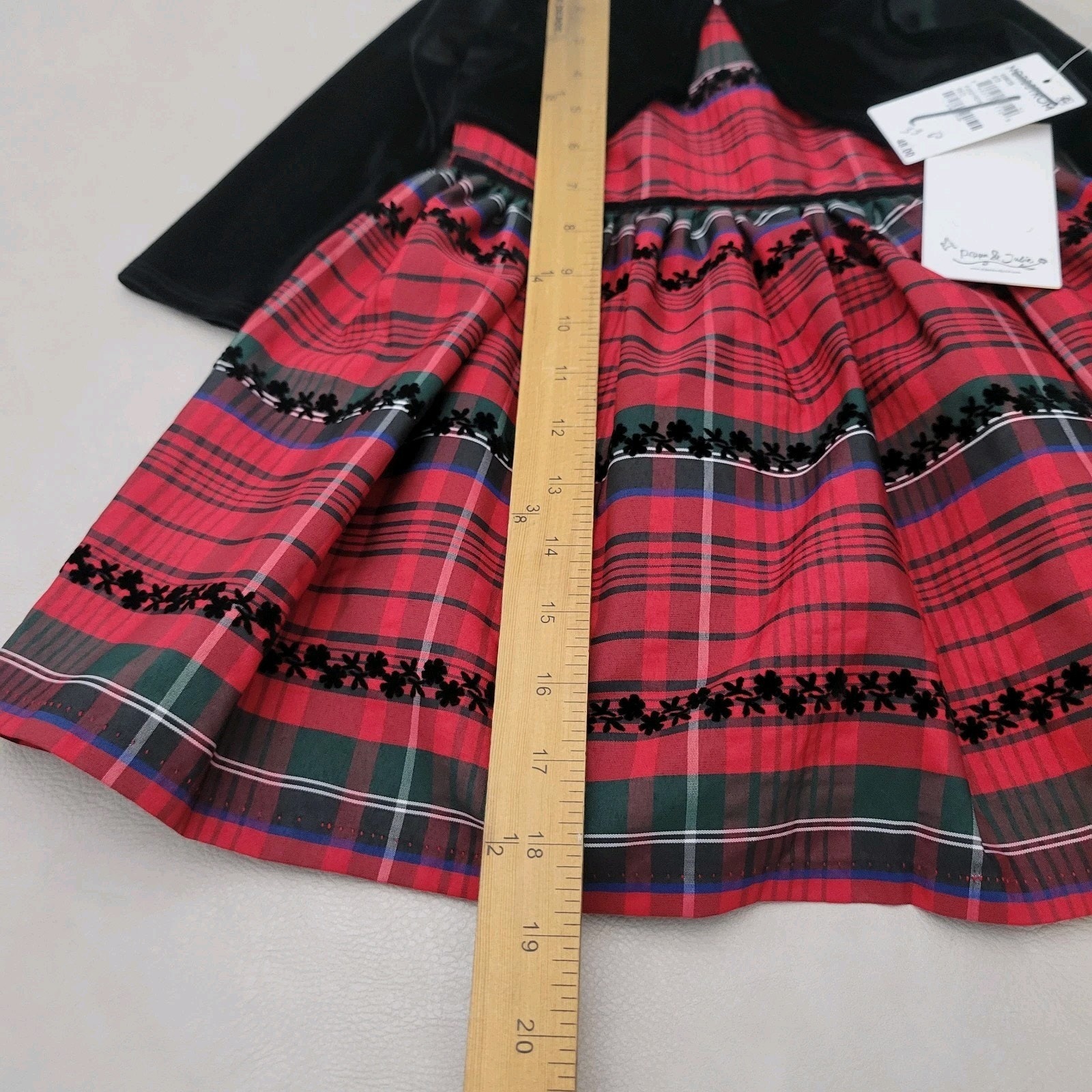 Pippa & Julie Girls 18 M Plaid Holiday Dress Black Velvet Bolero Jacket Outfit — image 6 of 8